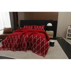 3-Piece Lace Embroidered Comforter Set with 2 Pillow Shams, Elegant Floral Bedding for Queen, King and California King Beds (Option: Blue-California King)