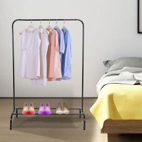 1Pc 33lbs Loading Garment Racks Freestanding Clothing Racks Clothes Rack Stands Organizer With Bottom Shelf For Dormitory Home (Option: Black)