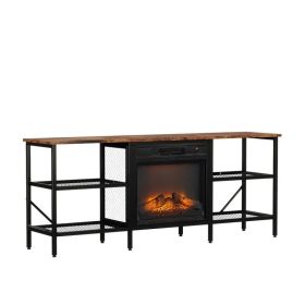 58' Weathered Wood Fireplace TV Stand Console Table With 4 Shelves, For 18' Electric Fireplace Insert (Option: Defaulttitle)