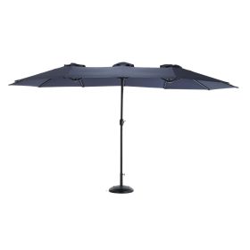 14.8 Ft Double Sided Outdoor Umbrella Rectangular Large with Crank ( khaki )(No Base) (Color: Navy Blue)