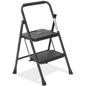 Household portable 3-layer step ladder, with safety buckle stable and safe (size: 2 floors)