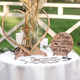 Wooden And Acrylic Love Heart Guestbook Box with 60/80pcs Interchangeable Hearts - Romantic Guest Message Display for Weddings (number: 80pcs)