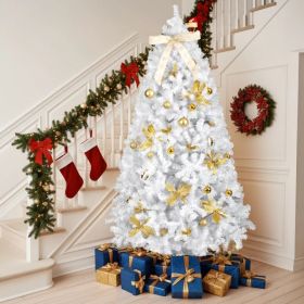 7.5 FT Artificial Christmas Tree With DIY 400 Warm White LED Lights, Hinged Xmas Pine Tree With Tree Skirt And Holiday Ornaments For Holiday Party Off (Option: Defaulttitle)