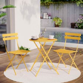 Indoor Outdoor 3-Piece Foldable Bistro Set  Folding Outdoor Patio Furniture Sets  2 Chairs And 1 Table, Weather-Resistant Outdoor Indoor Conversation (Option: Yellow)