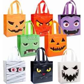 12Pcs Halloween Trick or Treat Bags, Tote Bags with Handles for Kids, Halloween Reusable Non-Woven Gift Bags for Gifts Wrapping, Party Supplies. (Option: 8PCS)