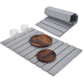 Large Stone Plate Kitchen Countertop Drying Pad, Bath Towel Quick-drying Foldable Dishwashing Pad, Absorbent Diatomite Pad, Suitable For Tableware And (Option: Gray)